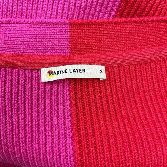 Marine Layer Robin Crop Cardigan Bubblegum Vermillion Size S Pink Red V Neck - Picture 6 of 9